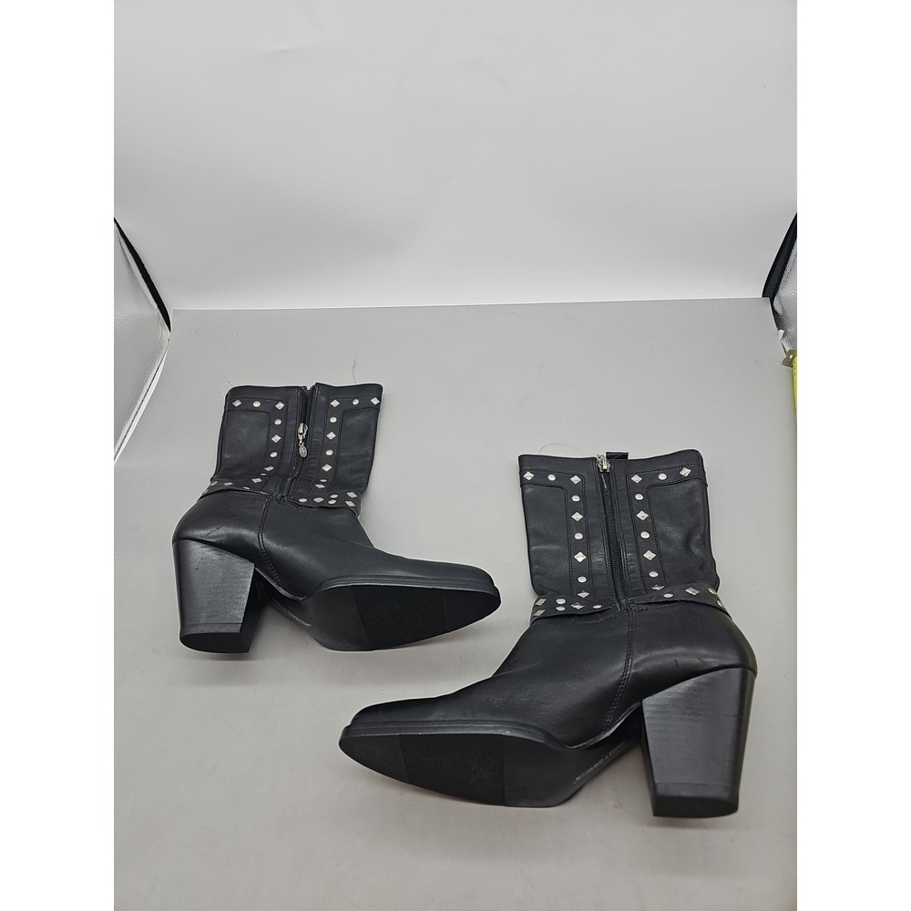 Harley Davidson Women's Boots 8.5 Black Leather Studded Side Zip